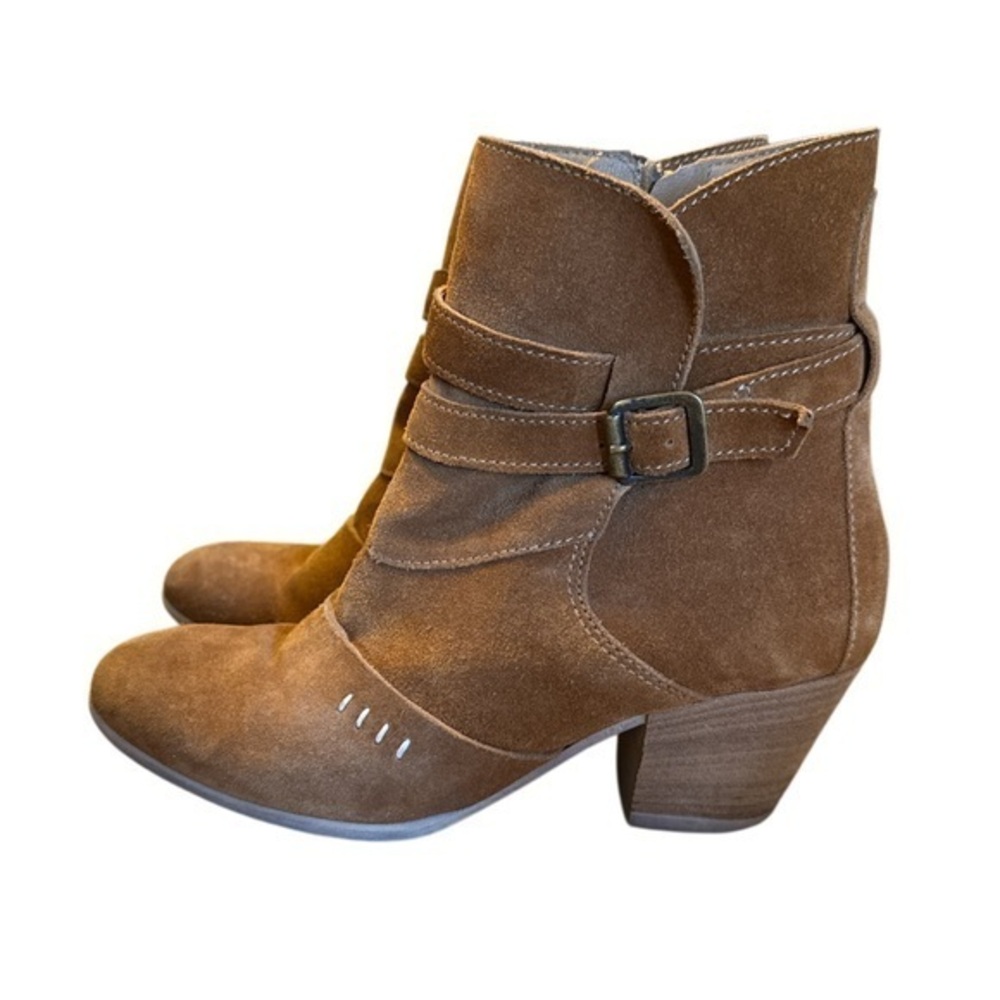 SUNDANCE Leather heeled ankle buckle boots